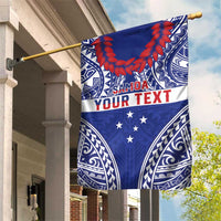 Personalised Toa Samoa Rugby Spirit Garden Flag Blue Samoan Tribal Pattern - Polynesian Pride