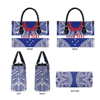 Personalised Toa Samoa Rugby Spirit Leather Bag Blue Samoan Tribal Pattern - Polynesian Pride