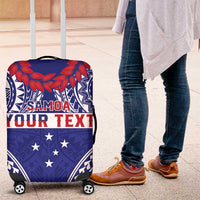 Personalised Toa Samoa Rugby Spirit Luggage Cover Blue Samoan Tribal Pattern - Polynesian Pride