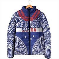 Personalised Toa Samoa Rugby Spirit Padded Jacket Blue Samoan Tribal Pattern - Polynesian Pride