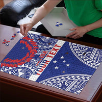 Personalised Toa Samoa Rugby Spirit Puzzle Blue Samoan Tribal Pattern - Polynesian Pride