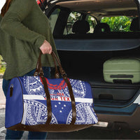 Personalised Toa Samoa Rugby Spirit Travel Bag Blue Samoan Tribal Pattern - Polynesian Pride