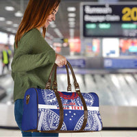 Personalised Toa Samoa Rugby Spirit Travel Bag Blue Samoan Tribal Pattern - Polynesian Pride