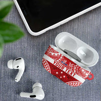 Personalised Toa Samoa Rugby Spirit AirPods Case Red Samoan Tribal Pattern - Polynesian Pride