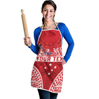 Personalised Toa Samoa Rugby Spirit Apron Red Samoan Tribal Pattern - Polynesian Pride