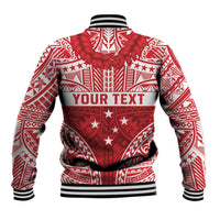Personalised Toa Samoa Rugby Spirit Baseball Jacket Red Samoan Tribal Pattern - Polynesian Pride