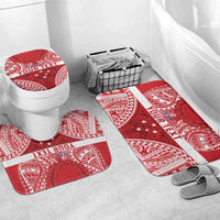 Personalised Toa Samoa Rugby Spirit Bathroom Set Red Samoan Tribal Pattern - Polynesian Pride