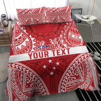Personalised Toa Samoa Rugby Spirit Bedding Set Red Samoan Tribal Pattern - Polynesian Pride