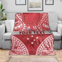 Personalised Toa Samoa Rugby Spirit Blanket Red Samoan Tribal Pattern - Polynesian Pride