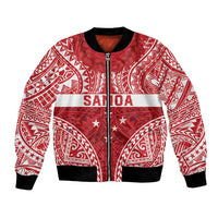 Personalised Toa Samoa Rugby Spirit Bomber Jacket Red Samoan Tribal Pattern - Polynesian Pride