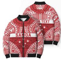 Personalised Toa Samoa Rugby Spirit Bomber Puffer Jacket Red Samoan Tribal Pattern - Polynesian Pride