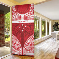 Personalised Toa Samoa Rugby Spirit Door Cover Red Samoan Tribal Pattern - Polynesian Pride