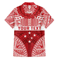 Personalised Toa Samoa Rugby Spirit Family Matching Off Shoulder Maxi Dress and Hawaiian Shirt Red Samoan Tribal Pattern - Polynesian Pride