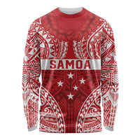 Personalised Toa Samoa Rugby Spirit Long Sleeve Shirt Red Samoan Tribal Pattern - Polynesian Pride
