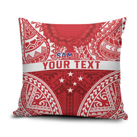 Personalised Toa Samoa Rugby Spirit Pillow Cover Red Samoan Tribal Pattern - Polynesian Pride