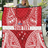 Personalised Toa Samoa Rugby Spirit Quilt Red Samoan Tribal Pattern - Polynesian Pride