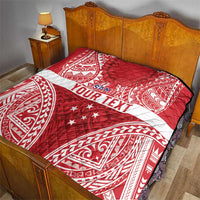 Personalised Toa Samoa Rugby Spirit Quilt Red Samoan Tribal Pattern - Polynesian Pride