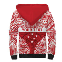 Personalised Toa Samoa Rugby Spirit Sherpa Hoodie Red Samoan Tribal Pattern - Polynesian Pride
