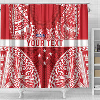 Personalised Toa Samoa Rugby Spirit Shower Curtain Red Samoan Tribal Pattern - Polynesian Pride