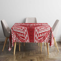 Personalised Toa Samoa Rugby Spirit Tablecloth Red Samoan Tribal Pattern - Polynesian Pride