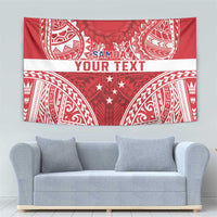 Personalised Toa Samoa Rugby Spirit Tapestry Red Samoan Tribal Pattern - Polynesian Pride