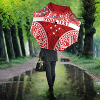 Personalised Toa Samoa Rugby Spirit Umbrella Red Samoan Tribal Pattern - Polynesian Pride