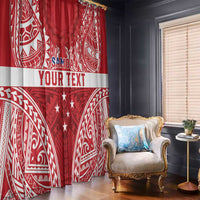 Personalised Toa Samoa Rugby Spirit Window Curtain Red Samoan Tribal Pattern - Polynesian Pride