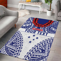 Personalised Toa Samoa Rugby Spirit Area Rug White Samoan Tribal Pattern - Polynesian Pride