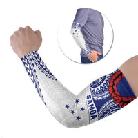 Personalised Toa Samoa Rugby Spirit Arm Sleeves White Samoan Tribal Pattern - Polynesian Pride