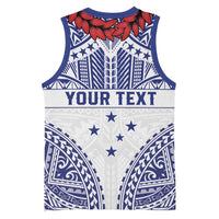 Personalised Toa Samoa Rugby Spirit Basketball Jersey White Samoan Tribal Pattern - Polynesian Pride