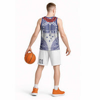 Personalised Toa Samoa Rugby Spirit Basketball Jersey White Samoan Tribal Pattern - Polynesian Pride