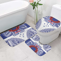 Personalised Toa Samoa Rugby Spirit Bathroom Set White Samoan Tribal Pattern - Polynesian Pride