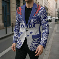 Personalised Toa Samoa Rugby Spirit Blazer White Samoan Tribal Pattern - Polynesian Pride