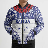 Personalised Toa Samoa Rugby Spirit Bomber Puffer Jacket White Samoan Tribal Pattern - Polynesian Pride