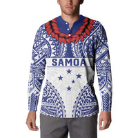 Personalised Toa Samoa Rugby Spirit Button Sweatshirt White Samoan Tribal Pattern - Polynesian Pride