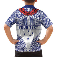 Personalised Toa Samoa Rugby Spirit Family Matching Off Shoulder Maxi Dress and Hawaiian Shirt White Samoan Tribal Pattern - Polynesian Pride