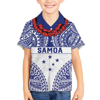Personalised Toa Samoa Rugby Spirit Family Matching Off Shoulder Maxi Dress and Hawaiian Shirt White Samoan Tribal Pattern - Polynesian Pride