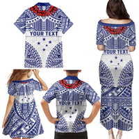 Personalised Toa Samoa Rugby Spirit Family Matching Puletasi and Hawaiian Shirt White Samoan Tribal Pattern - Polynesian Pride