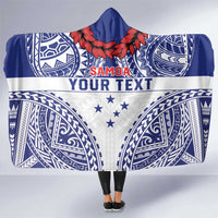 Personalised Toa Samoa Rugby Spirit Hooded Blanket White Samoan Tribal Pattern - Polynesian Pride