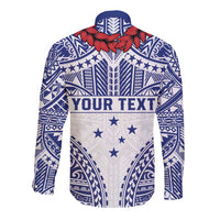 Personalised Toa Samoa Rugby Spirit Long Sleeve Button Shirt White Samoan Tribal Pattern - Polynesian Pride