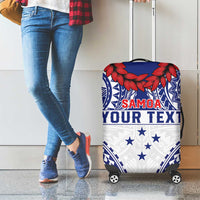 Personalised Toa Samoa Rugby Spirit Luggage Cover White Samoan Tribal Pattern - Polynesian Pride