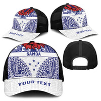 Personalised Toa Samoa Rugby Spirit Mesh Trucker Cap White Samoan Tribal Pattern - Polynesian Pride