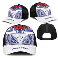 Personalised Toa Samoa Rugby Spirit Mesh Trucker Cap White Samoan Tribal Pattern LT9 - Polynesian Pride