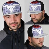 Personalised Toa Samoa Rugby Spirit Mesh Trucker Cap White Samoan Tribal Pattern - Polynesian Pride