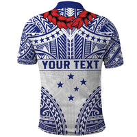 Personalised Toa Samoa Rugby Spirit Polo Shirt White Samoan Tribal Pattern - Polynesian Pride