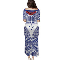 Personalised Toa Samoa Rugby Spirit Puletasi White Samoan Tribal Pattern - Polynesian Pride