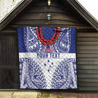 Personalised Toa Samoa Rugby Spirit Quilt White Samoan Tribal Pattern - Polynesian Pride