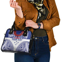 Personalised Toa Samoa Rugby Spirit Shoulder Handbag White Samoan Tribal Pattern - Polynesian Pride