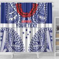Personalised Toa Samoa Rugby Spirit Shower Curtain White Samoan Tribal Pattern - Polynesian Pride