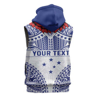 Personalised Toa Samoa Rugby Spirit Sleeveless Hoodie White Samoan Tribal Pattern - Polynesian Pride